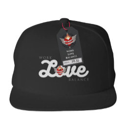 the WORK LOVE BALANCE red script lettering trucker Keps