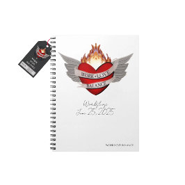 The WORK LOVE BALANCE white script lettering pad Anteckningsbok