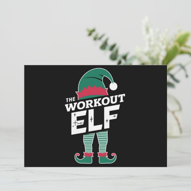 The Workout Elf Grupp Matchande Familj Jul  Julkort (Stående Fram)