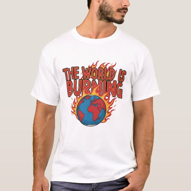 THE WORLD IS BURNING - Global Crisis Grunge Tee (Framsida)