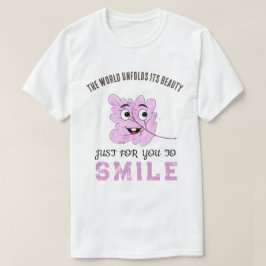 "The World Unfolds Its Beauty" Purple Smiling Leaf T Shirt