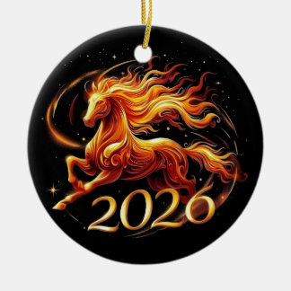 The Year of the Horse 2026 Julgransprydnad Keramik