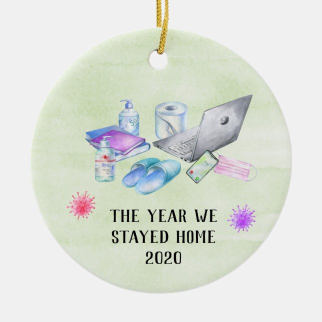 The Year we Stayed Home 2020 Covid Jul Julgransprydnad Keramik (Framsidan)