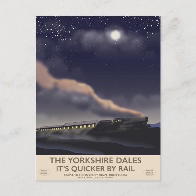 The Yorkshire Dales Railway-affisch Vykort (Framsida)