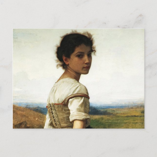 The Young Shepherdess by William-AdolpheBouguereau Vykort (Framsida)