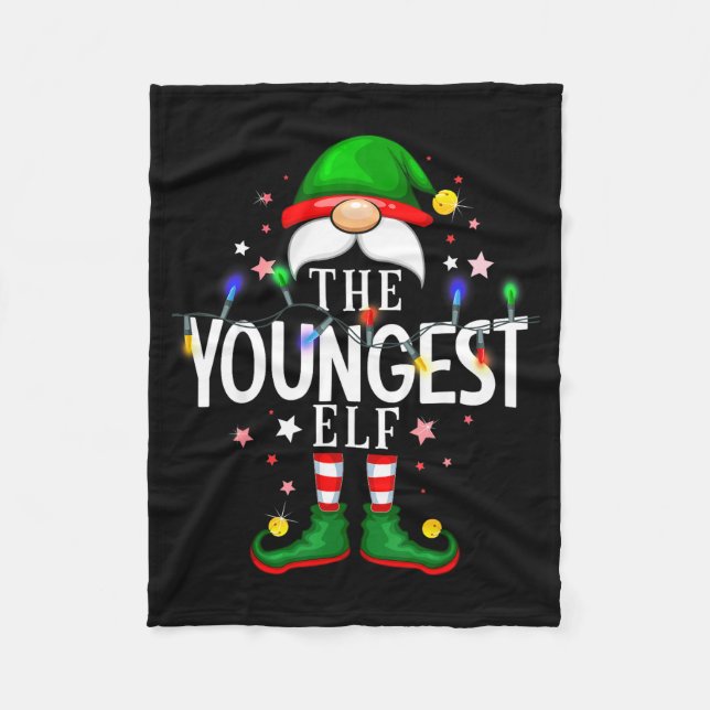 The Youngest Elf Christmas Family Pajama Party  Fleecefilt (Framsidan)