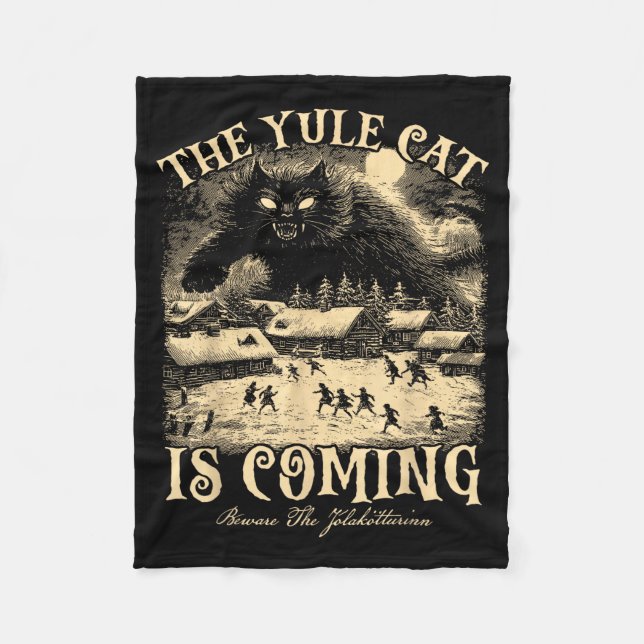 The Yule Cat Is Coming Gothic Christmas Winter Sol Fleecefilt (Framsidan)