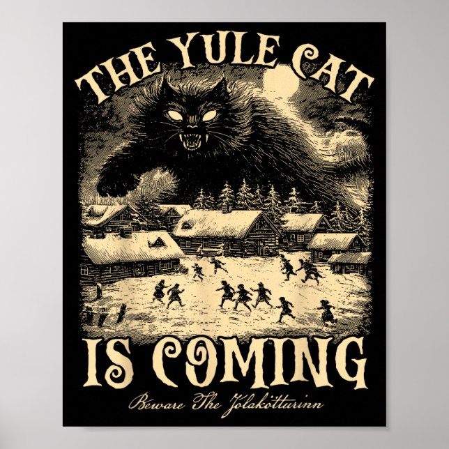 The Yule Cat Is Coming Gothic Christmas Winter Sol Poster (Framsidan)