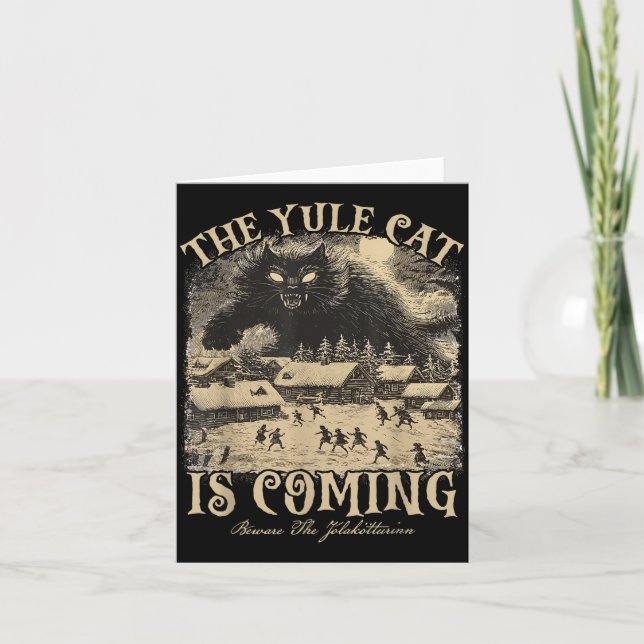 The Yule Cat Is Coming Icelandic Christmas Cat Mom Kort (Framsida)