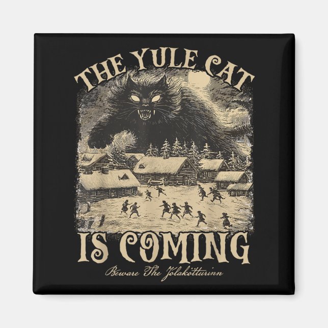 The Yule Cat Is Coming Icelandic Christmas Cat Mom Magnet (Framsidan)