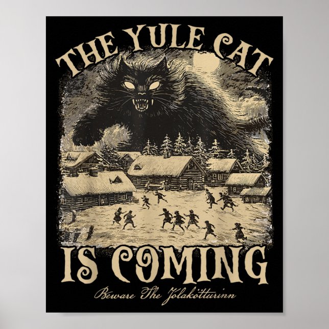 The Yule Cat Is Coming Icelandic Christmas Cat Mom Poster (Framsidan)