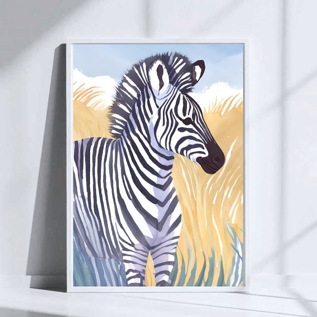 The Zebra | Watercolor Safari Animal Nature Poster (Skapare uppladdad)