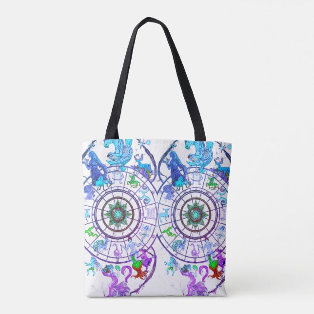 The Zodiac Astrological Signs  on a Tote Bag Tygkasse (Baksida)