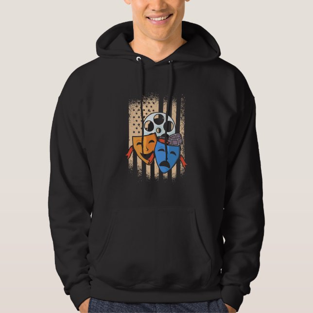 Theater Actor America Flagga Hoodie (Framsida)