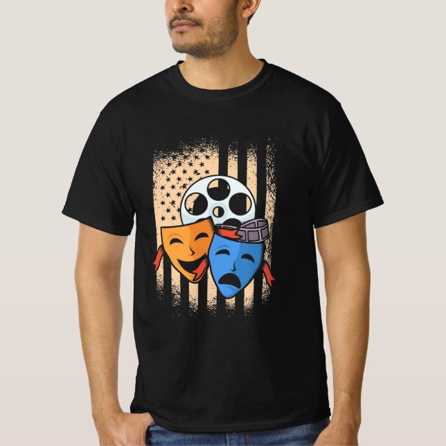 Theater Actor America Flagga T Shirt (Framsida)