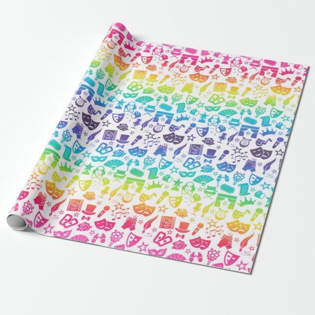 Theater Älskare Icons Wrapping Papper Presentpapper (Utrullad)