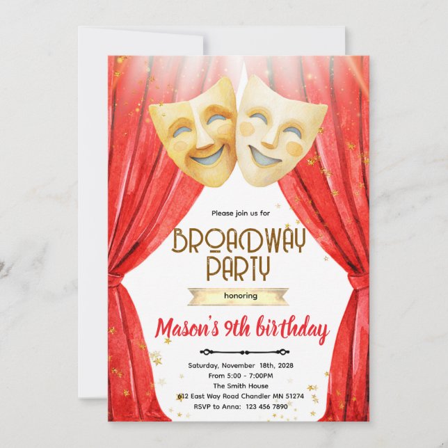 Theater cinema birthday party Invitation  Inbjudningar (Framsida)