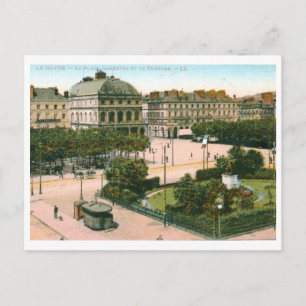 Theater, Gambetta Ställe, Le Havre, Frankrike Vint Vykort