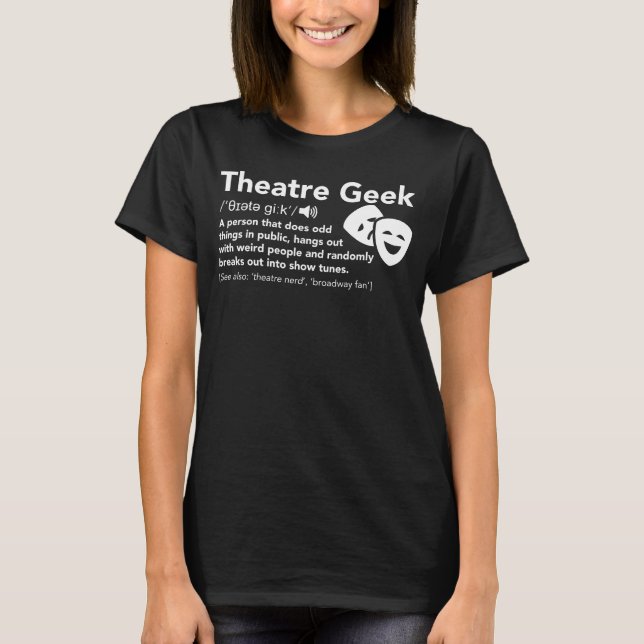 Theater Geek Definition - Linnteater T Shirt (Framsida)