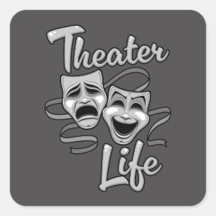 Theater Life Comedy och Tragedy Masks Fyrkantigt Klistermärke
