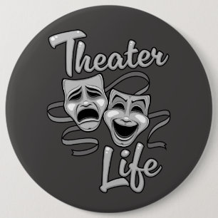 Theater Life Comedy och Tragedy Masks Knapp