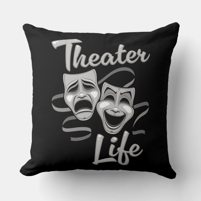 Theater Life Comedy och Tragedy Masks Kudde (Framsida)
