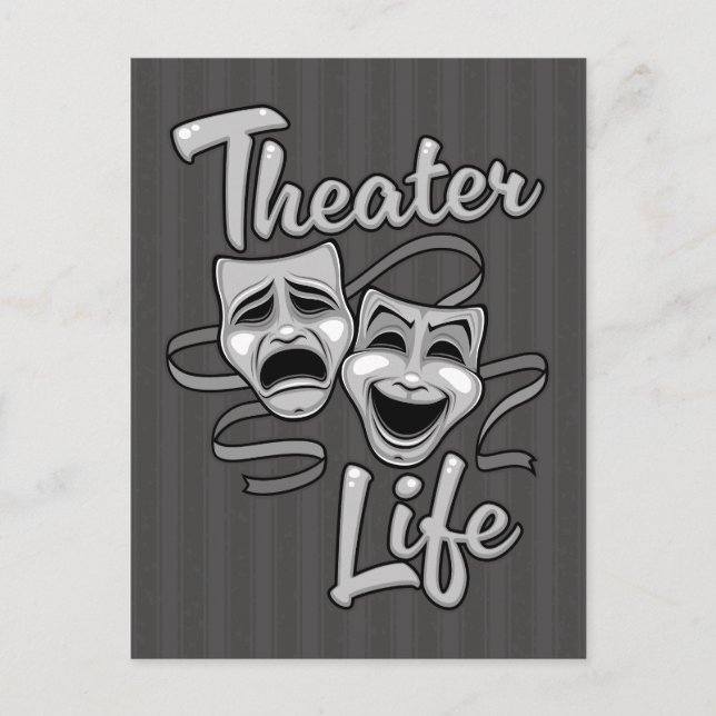 Theater Life Comedy och Tragedy Masks Vykort (Framsida)