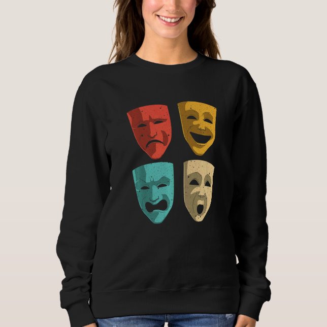 Theater Manar Women Theater Masks Broadway Drama T Shirt (Framsida)