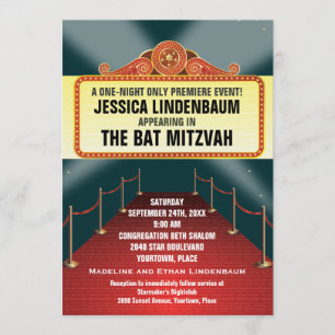 Theater Marquee Pub Bat mitzvah Inbjudningar