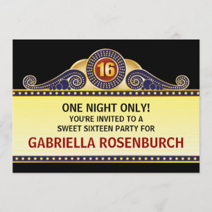 Theater Marquee Sweet 16 födelsedagsinbjudan Inbjudningar