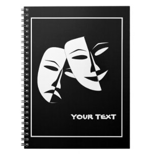 Theater Mask Comedy Tragedy Black White Anpassning Anteckningsbok