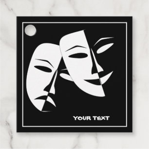 Theater Mask Comedy Tragedy Black White Anpassning Gåvor Etiketter