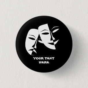 Theater Mask Comedy Tragedy Black White Anpassning Knapp