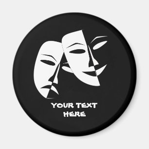 Theater Mask Comedy Tragedy Black White Anpassning Magnet