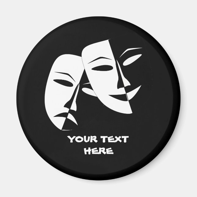 Theater Mask Comedy Tragedy Black White Anpassning Magnet (Framsidan)