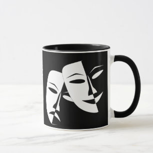 Theater Mask Comedy Tragedy Black White Anpassning Mugg