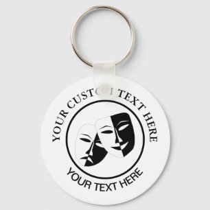 Theater Mask Comedy Tragedy Black White Anpassning Nyckelring