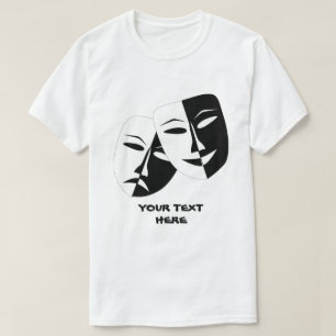 Theater Mask Comedy Tragedy Black White Anpassning T Shirt