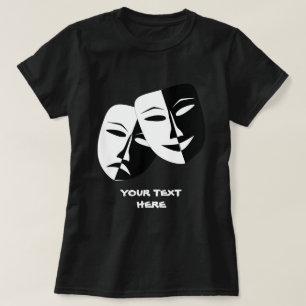 Theater Mask Comedy Tragedy Black White Anpassning T Shirt