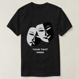 Theater Mask Comedy Tragedy Black White Anpassning T Shirt
