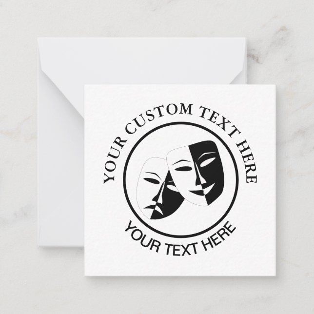 Theater Mask Comedy Tragedy Black White Anteckningskort (Framsida)