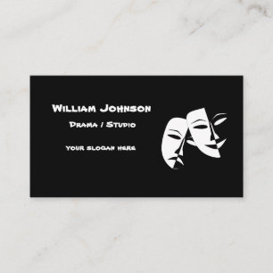 Theater Mask Comedy Tragedy Black White Business C Visitkort