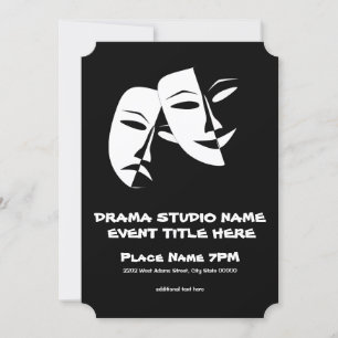 Theater Mask Comedy Tragedy Black White-händelse Inbjudningar