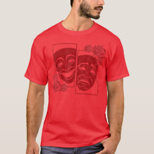 Theater Mask Drama Comedy Soft Grunge Röd ros Ar T Shirt