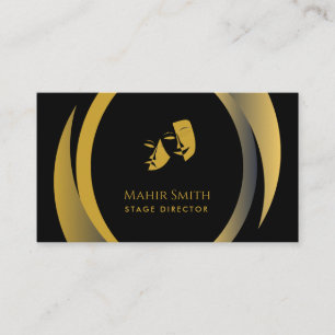 Theater Mask Stage Director Black & Guld Visitkort
