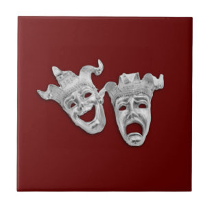 Theater Masks Comedy och Tragedy Kakelplatta