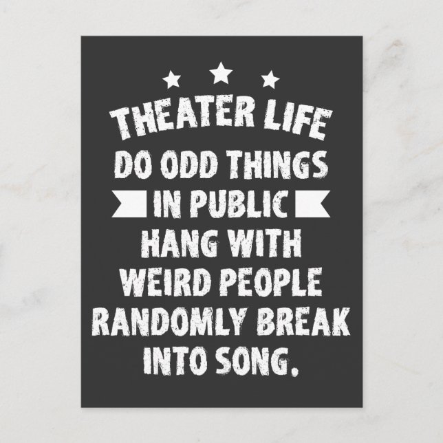 Theater Nerd Funny Musical Theater Thespian Vykort (Framsida)