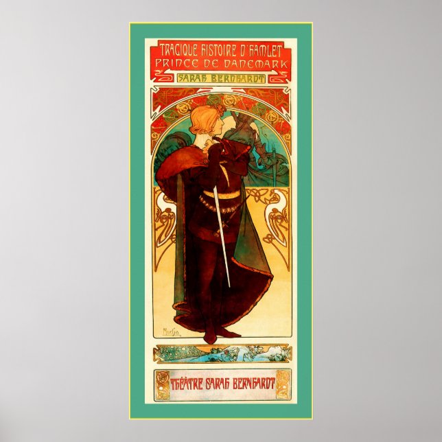Theater Sarah Bernhardt ~ Hamlet ~ Alphonse Mucha Poster (Framsidan)