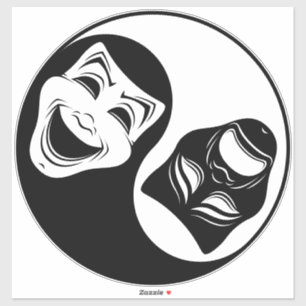 Theater Yin Yang Design - Comedy and Tragedy Masks Klistermärken