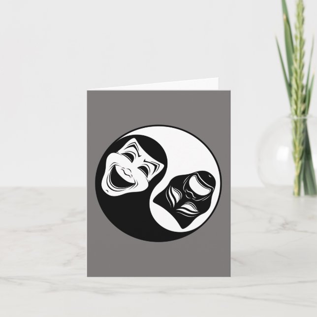 Theater Yin Yang Design - Comedy and Tragedy Masks Kort (Framsida)